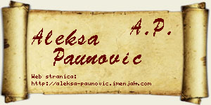 Aleksa Paunović vizit kartica